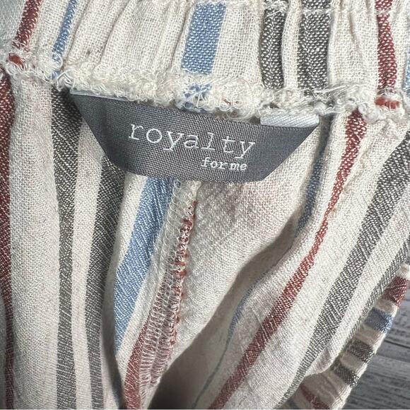 Royalty For Me Linen Blend Striped Shorts Medium Raw Frayed Hem NEW - Picture 8 of 8